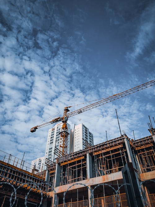 Low Angle Shot of a Construction Site 