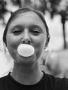 Woman Blowing Bubblegum