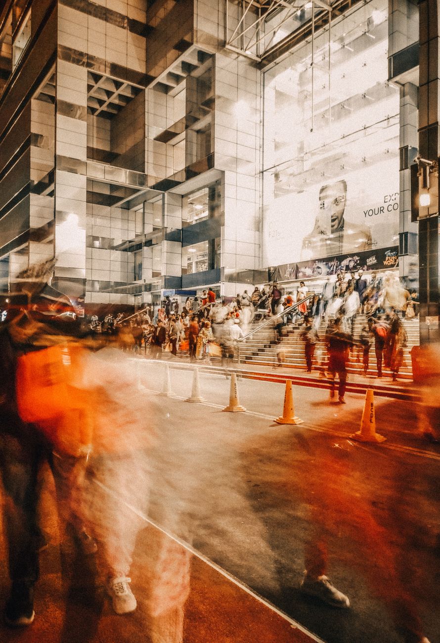 Long exposure shot of the bustling entrance of Bashundhara City Mall in Dhaka at night.. pexels, long, exposure