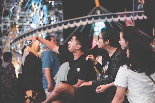 Three Women and Man Taking Groupie