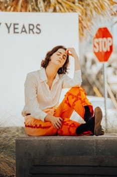 A stylish individual enjoying a sunny day in Tampa with vibrant fashion.