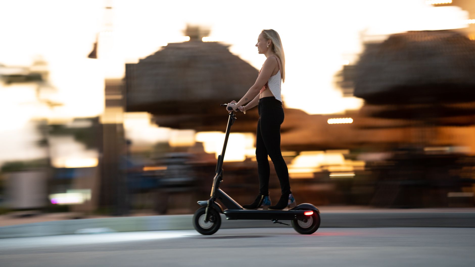 Modern electric scooter on a city street