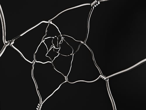 Close-up of Barbed Wire on Black Background