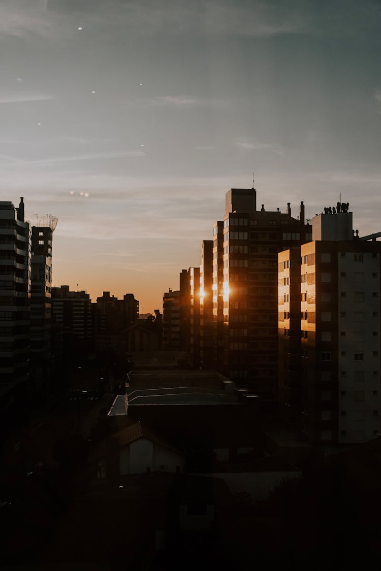 City Residential Area On Sunset