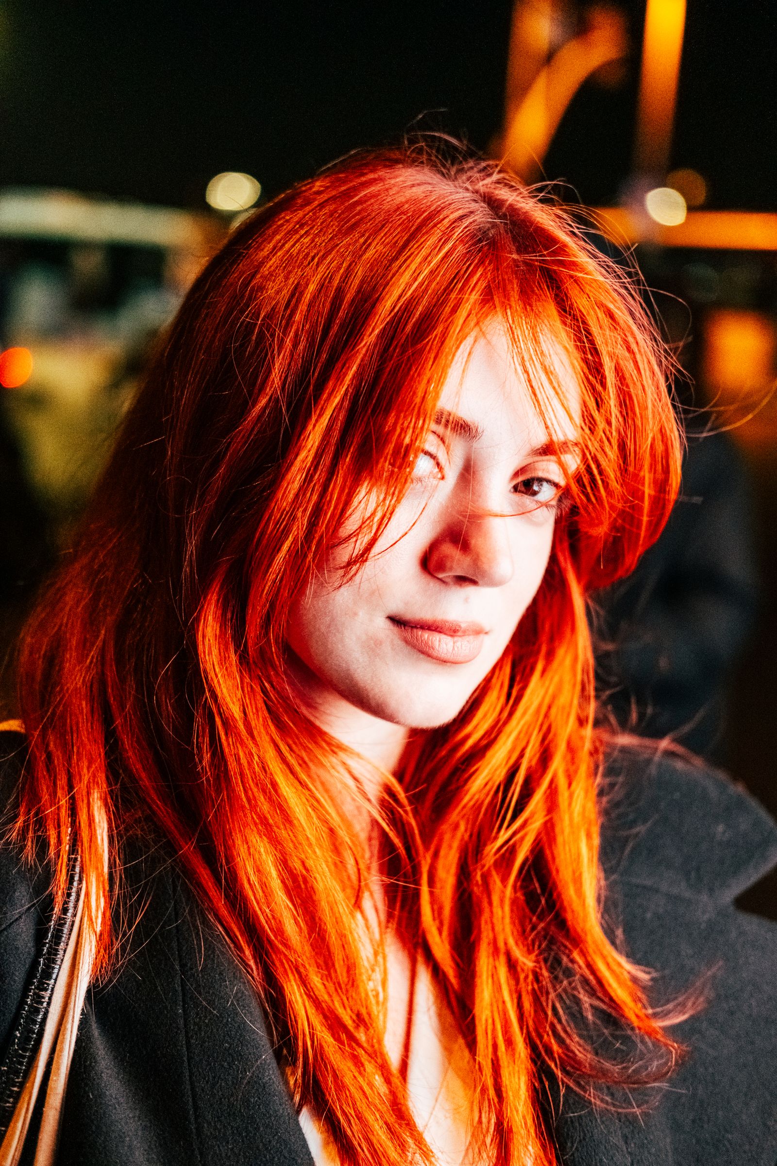 Woman with long copper-red hair