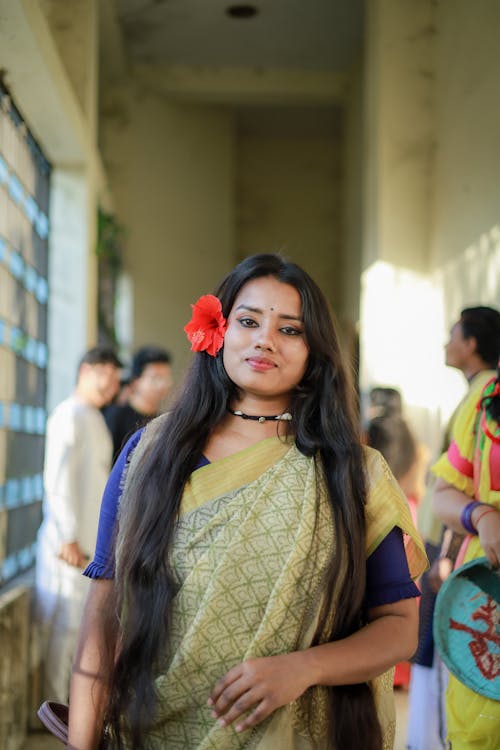 Smiling Woman in Traditional Clothing