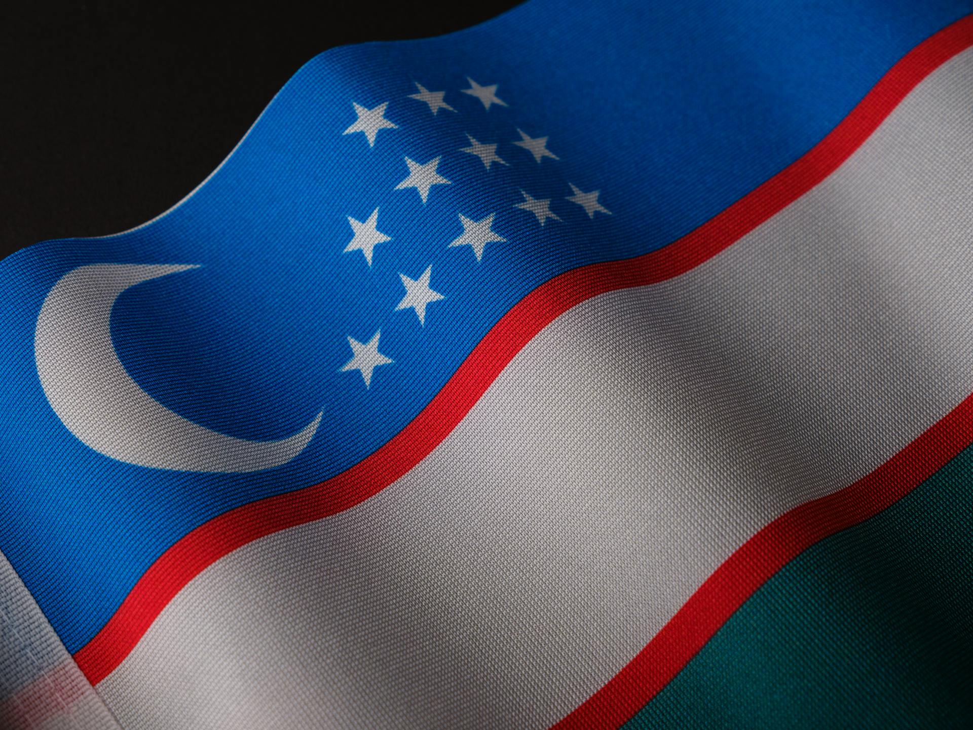 The national flag of Uzbekistan