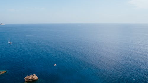 Aerial View of Blue Sea under Blue Sky 