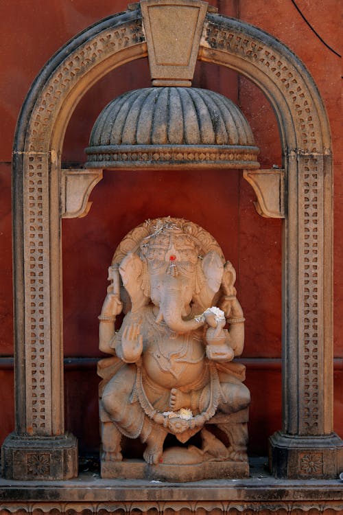 Close-up of a Ganesha Sculpture under an Arch 