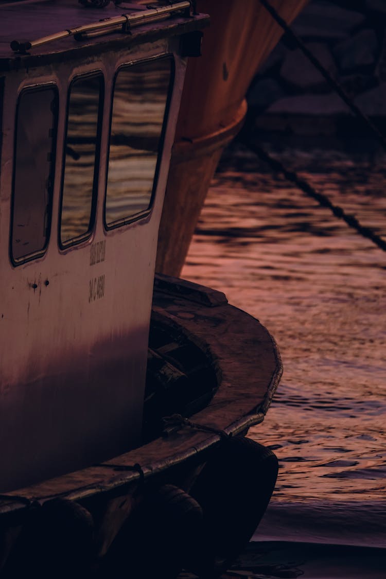 Boat Moored In Harbor