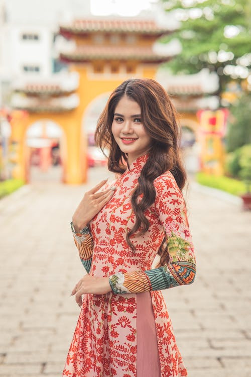 Smiling Woman in Traditional Clothing