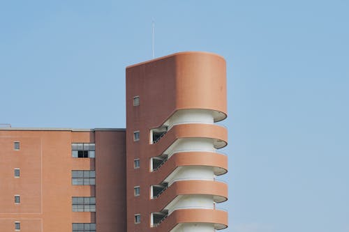 Building with Staircase on Wall in Corner