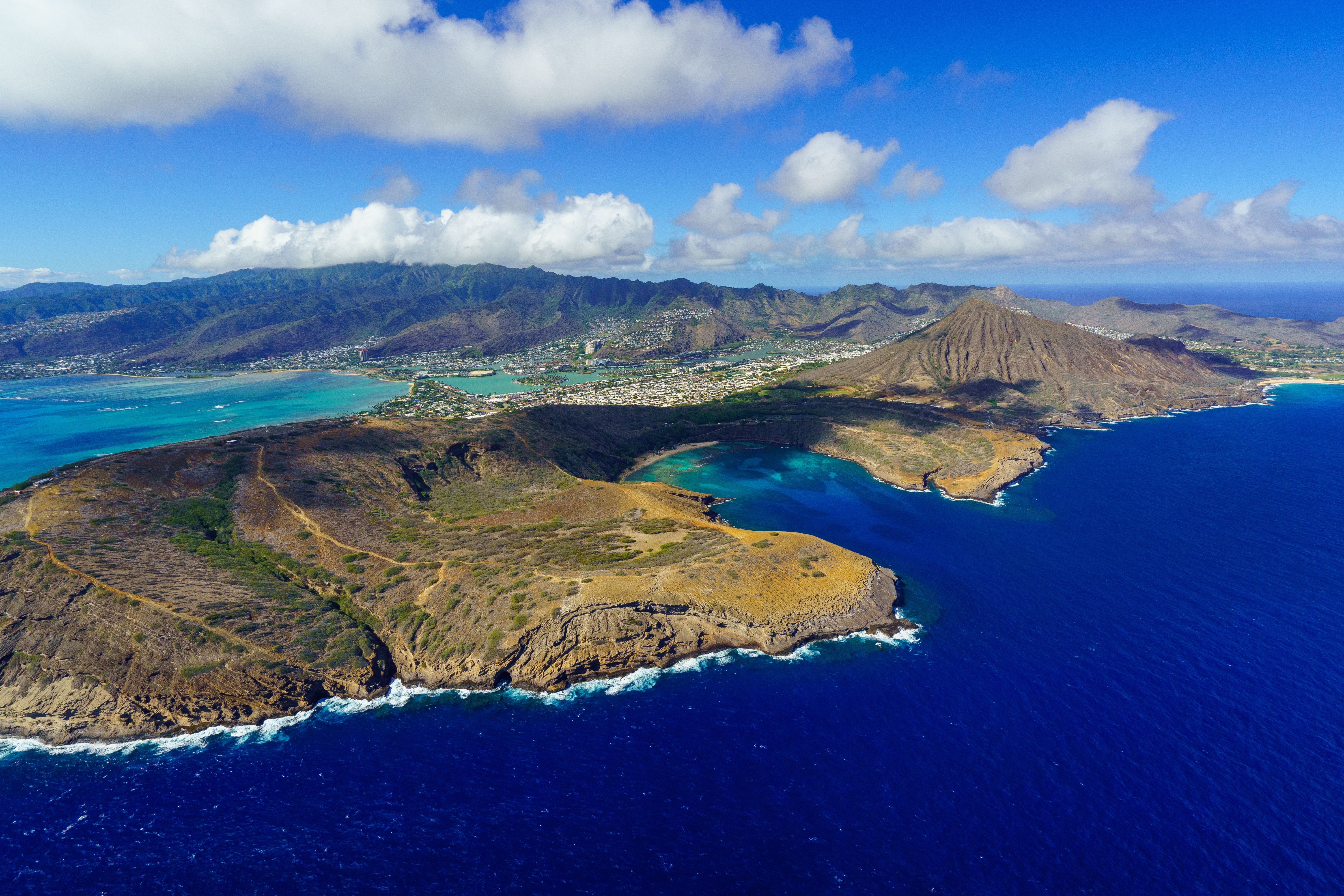 Breathtaking Hawaii Private Gyroplane Flights Over Oahu's North Shore Review Review 2026 - Stunning aerial view of Oahu's coastline showcasing vibrant blue waters and dramatic landscapes.