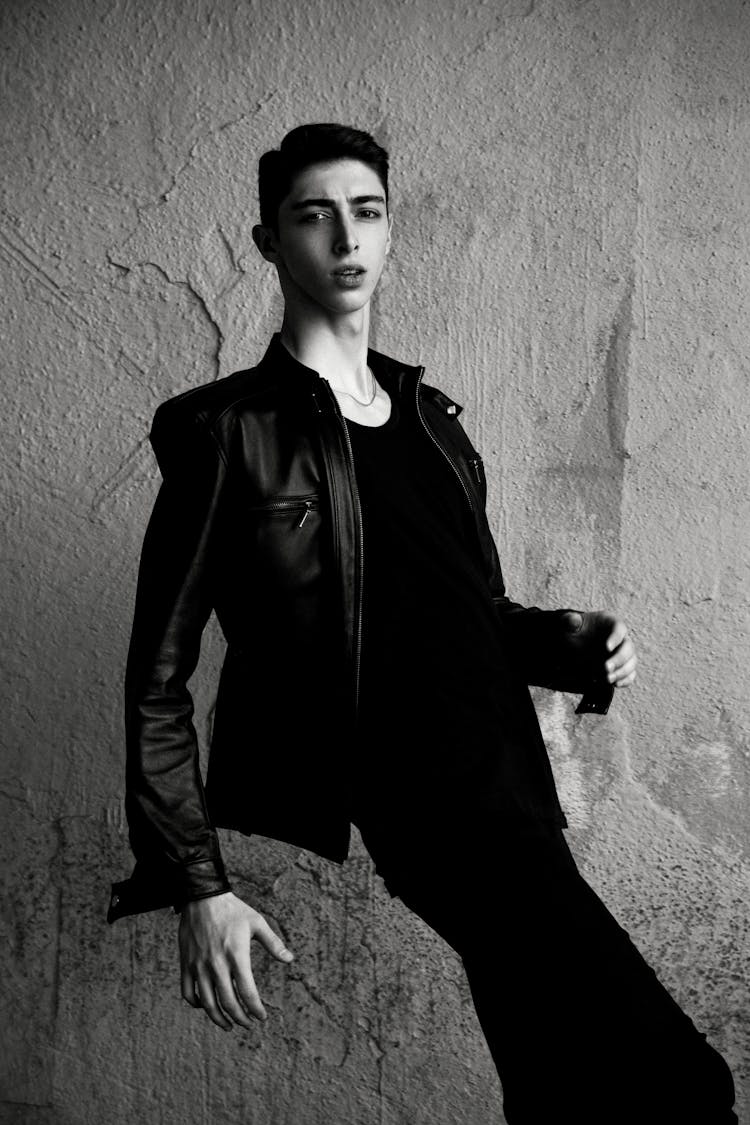 Young Man In A Leather Jacket 