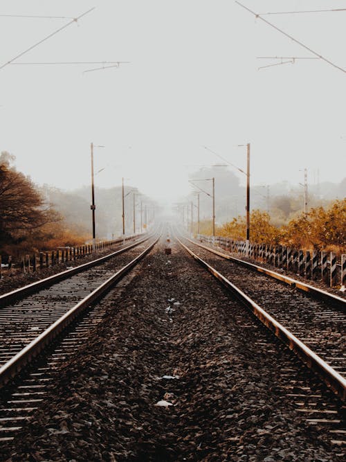 View of Empty Railway in Diminishing Perspective