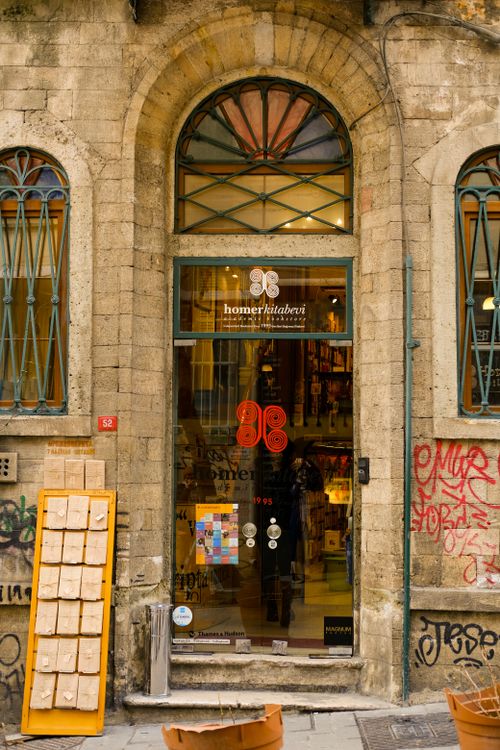 Free Explore a vintage bookstore entrance in Istanbul, adorned with graffiti and artistic architecture. Stock Photo