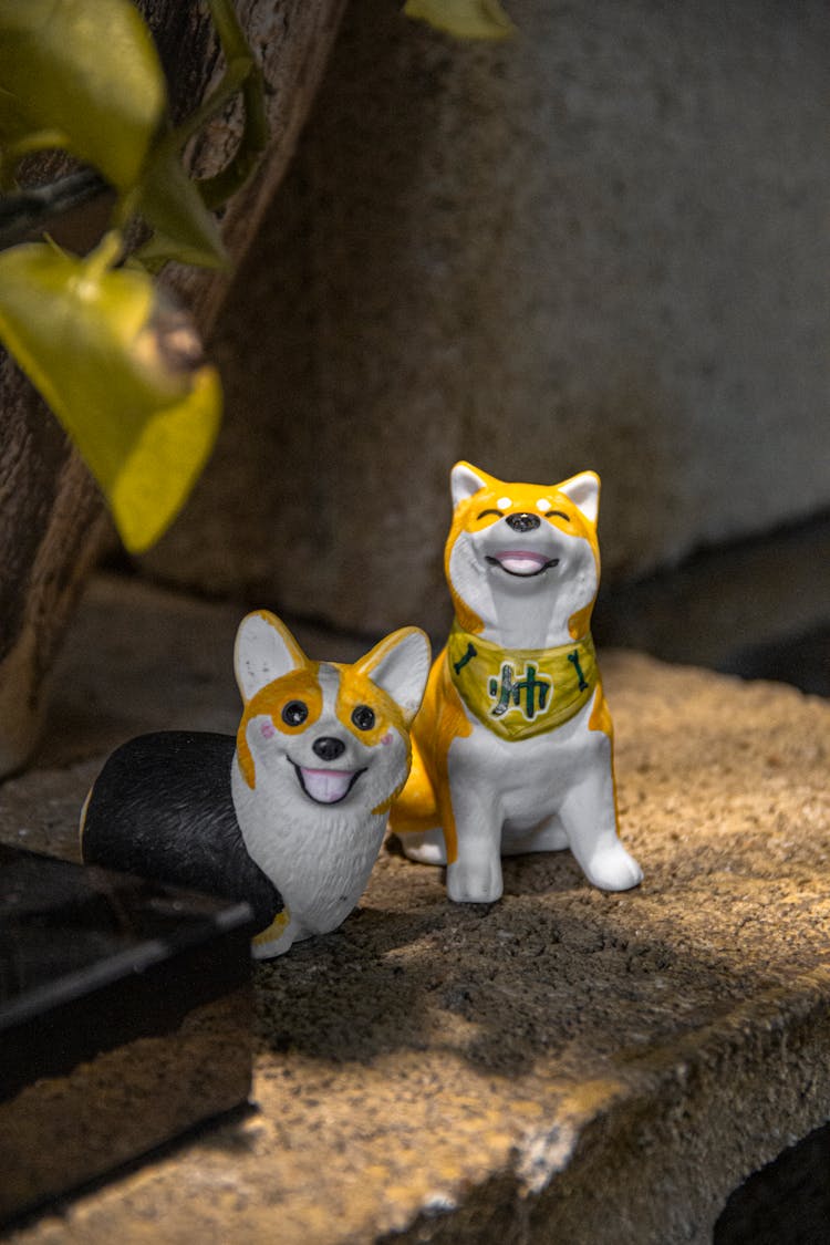 Dogs Figurines On A Shelf