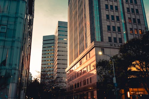 Modern Buildings at Sunset