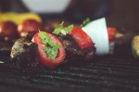 Kebab on Black Metal Grill