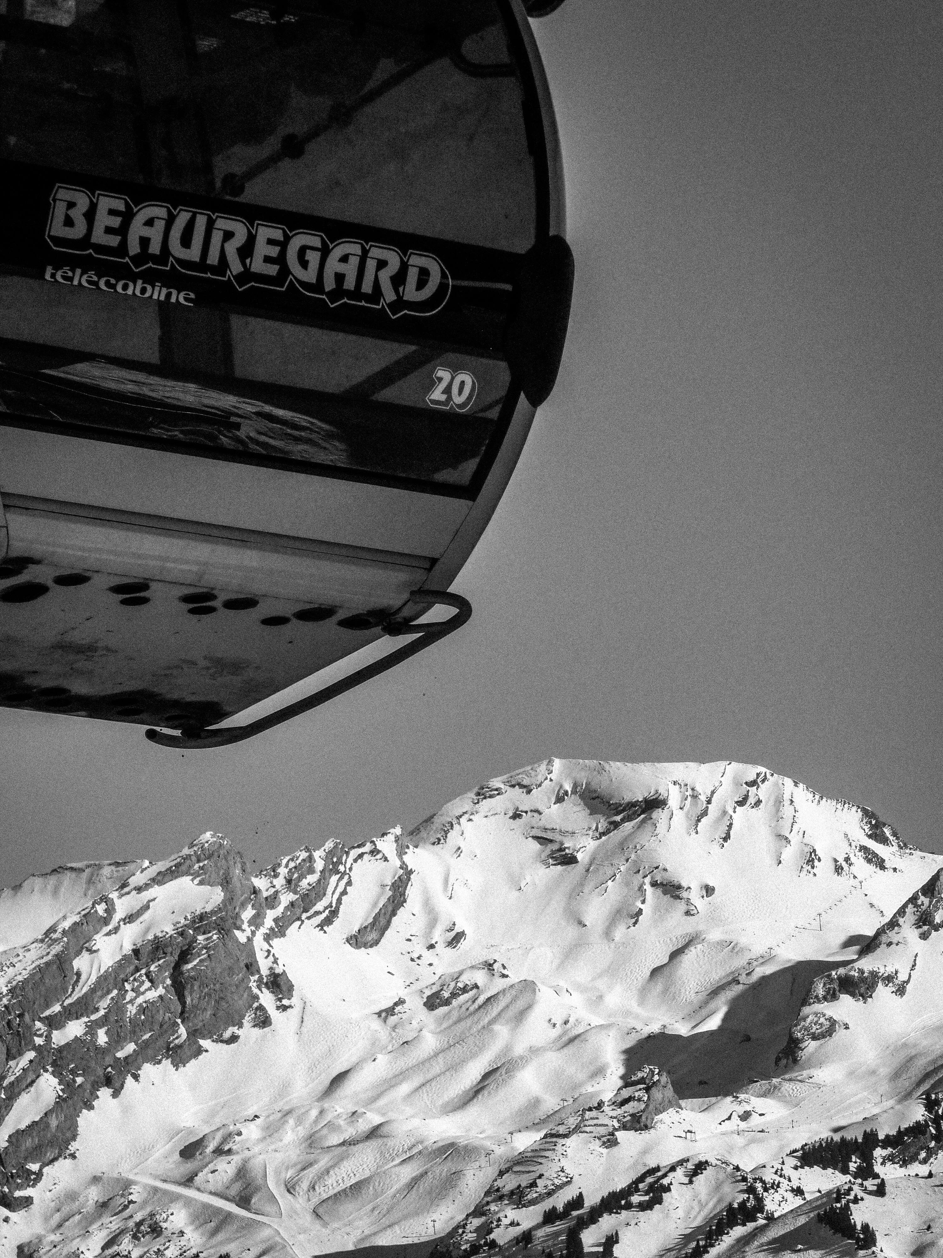 Prescription Goggle Inserts - Snowy mountain landscape with Beauregard gondola lift in La Clusaz, France.