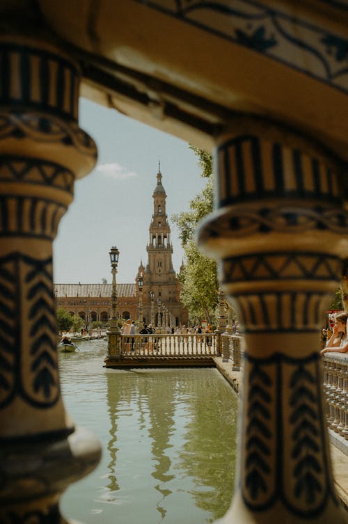 Columns and Pond behind at Plaza de Espana