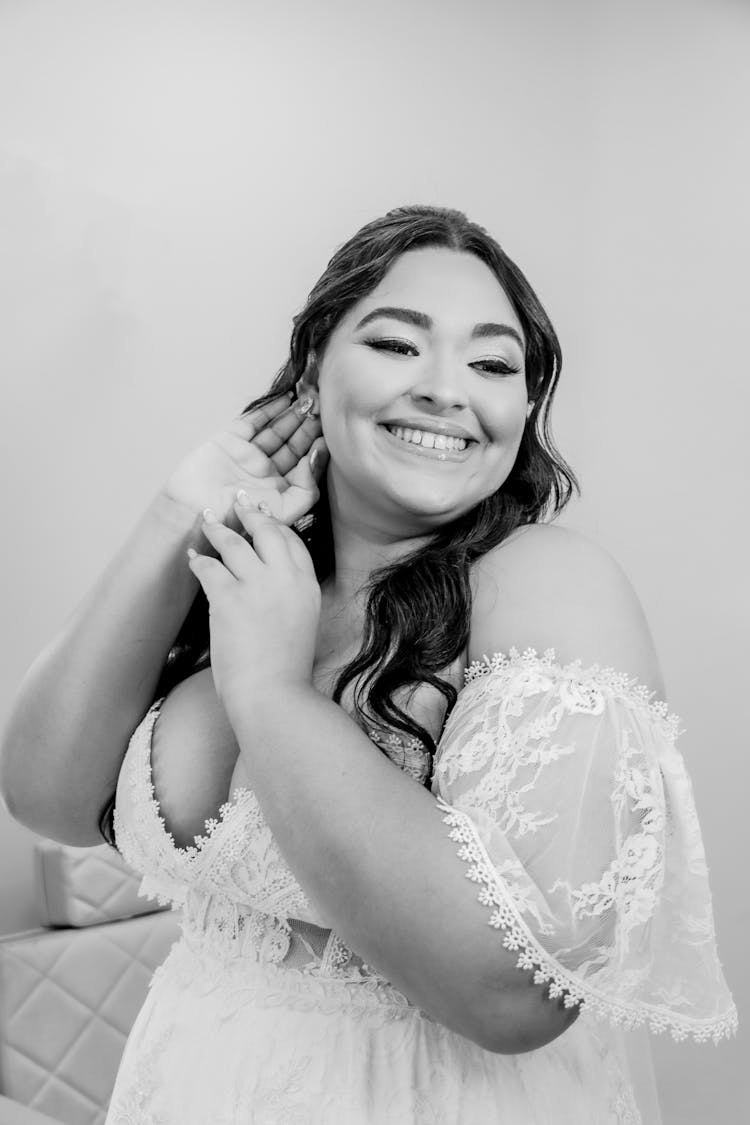 Smiling Woman In Wedding Dress