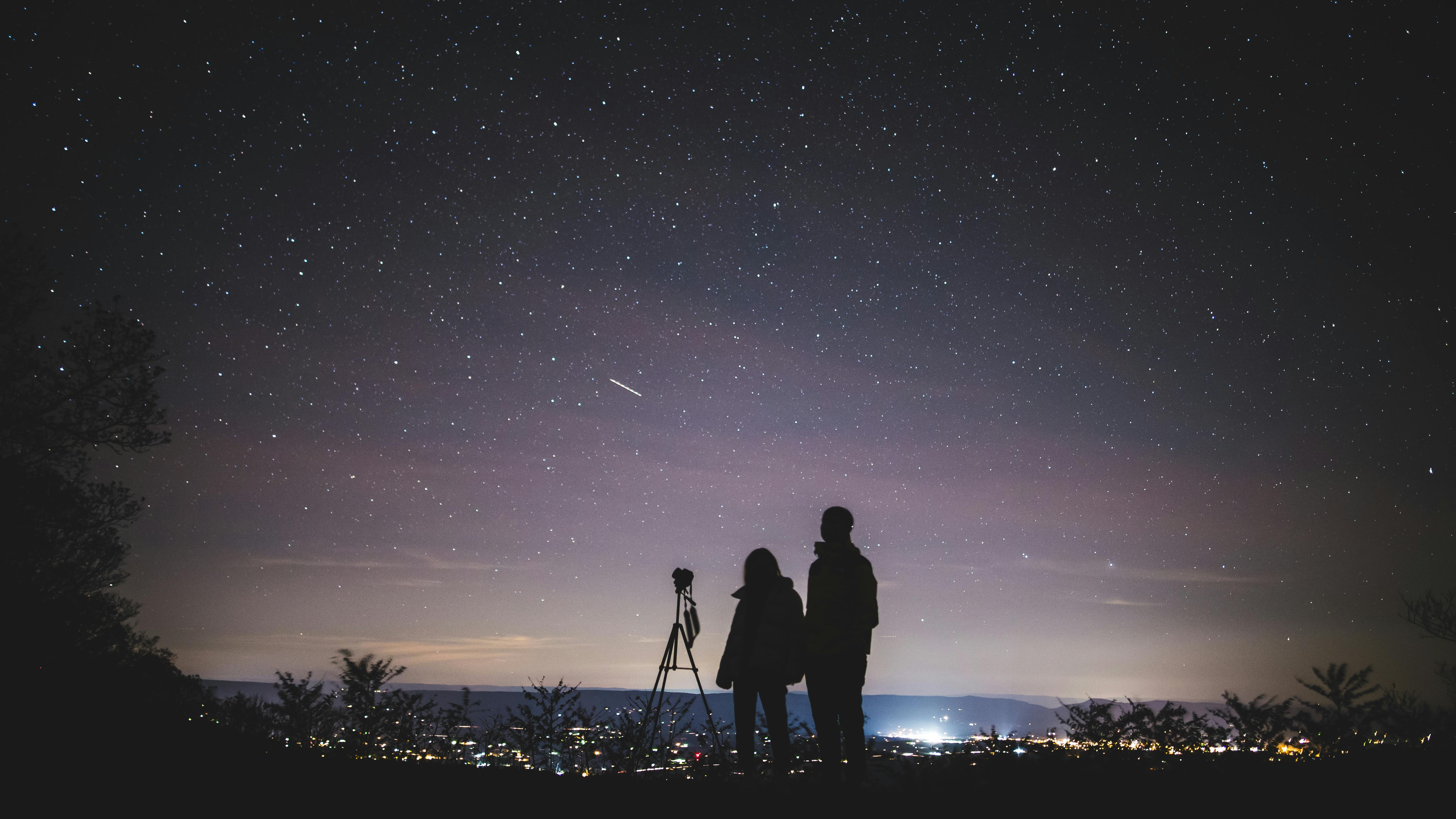 Romantic Anime Couple Stargazing: Watching the Night Sky Together, Anime  Digital Art illustration for background wallpaper. Generative AI Stock  Illustration | Adobe Stock