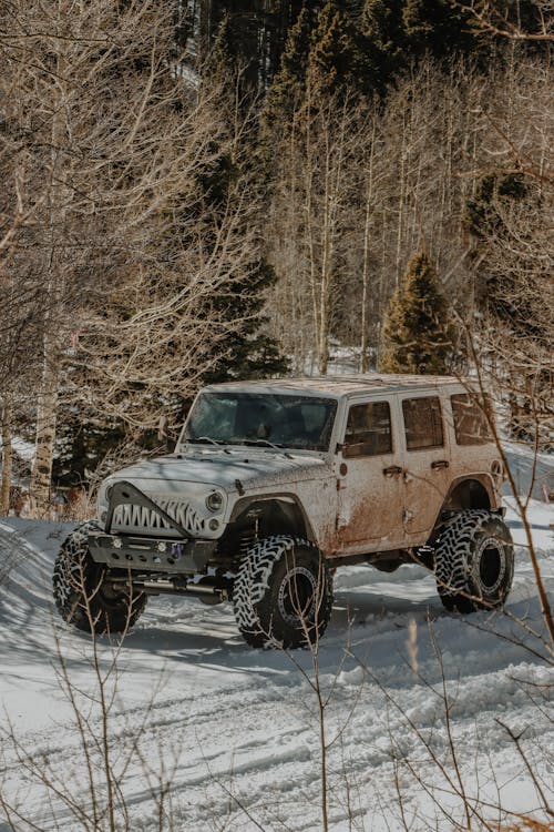 Jeep on Dirt Road in Winter
