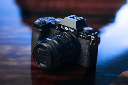 Fujifilm X-S10 Digital Camera with Lens on a Desk