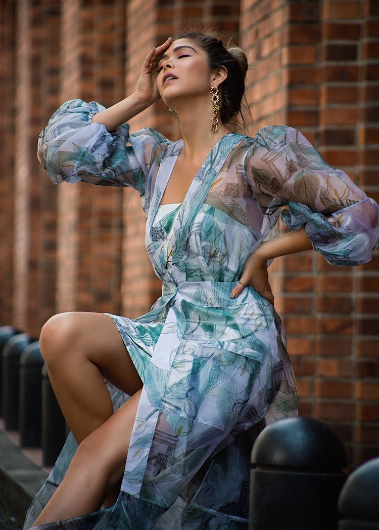 Woman Wearing Dress Posing