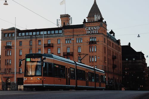 Tram near Grand Hotel in Norrkoping