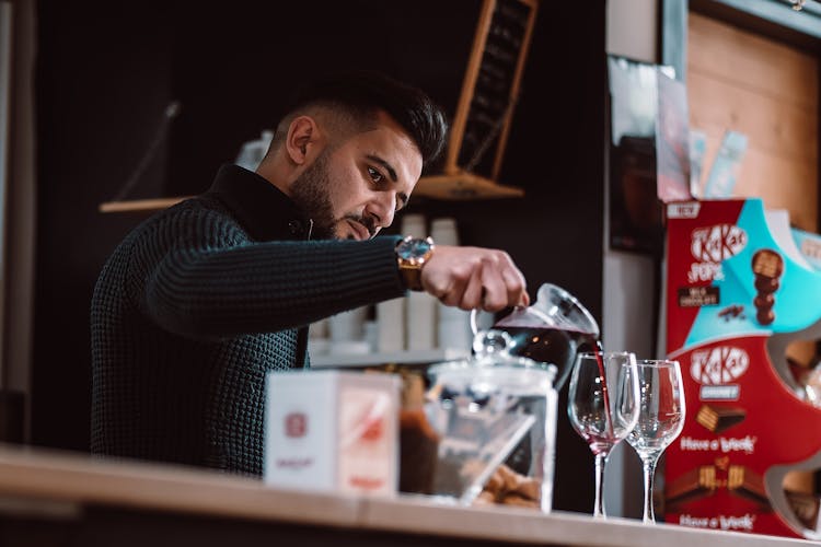 Man Preparing Drinks In A Bar 