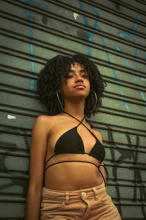 Posed Photo of a Black Woman in a Bikini Top