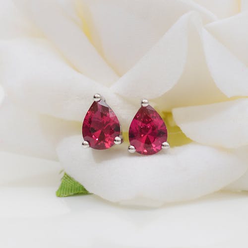 Close up of Earrings with Rubies 