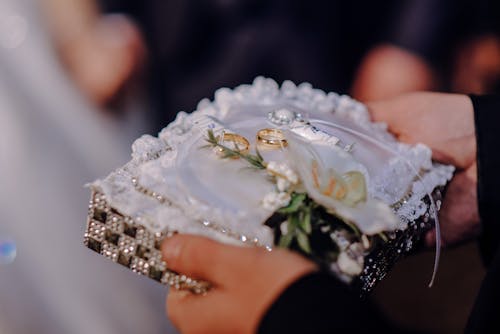 결혼, 반지, 베개의 무료 스톡 사진