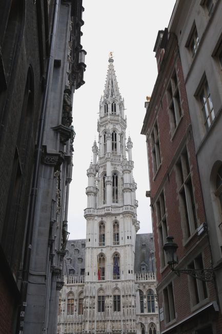 Capture of the iconic Town Hall tower in Brussels, Belgium.