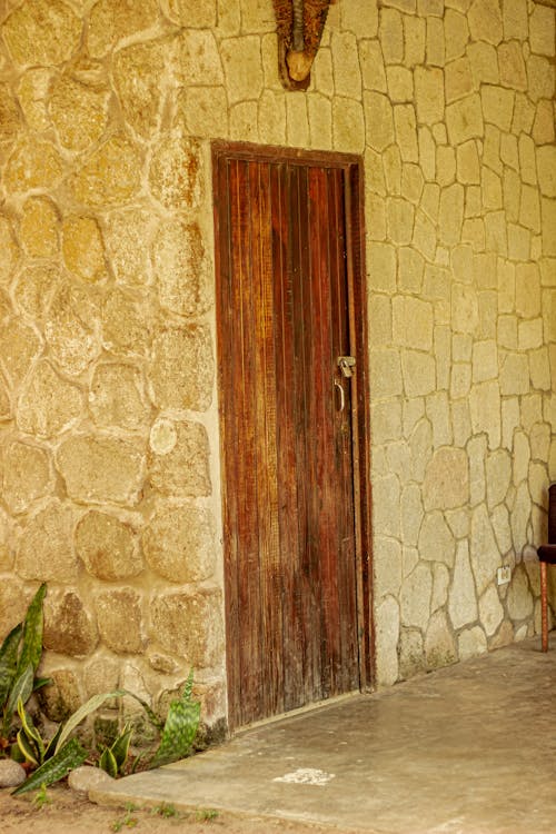 Door in Stone Building Wall