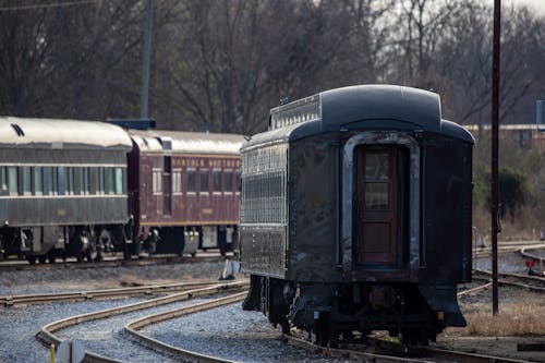 Train Carriage on Tracks on Railway Station