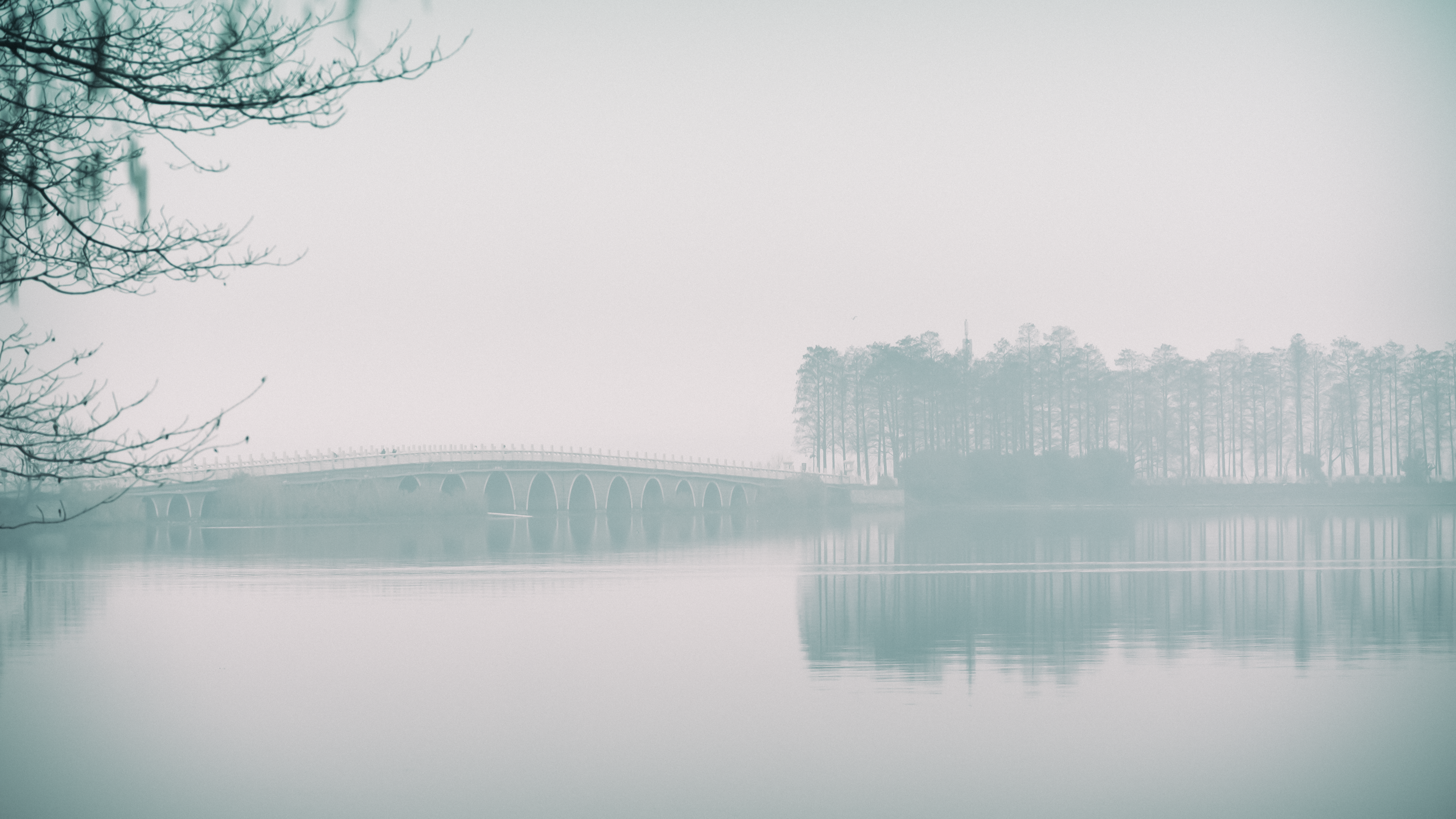 Bridge and river with soft morning light