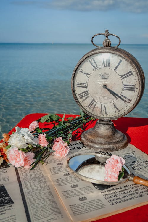 A Vintage Clock and a Bunch of Carnations 