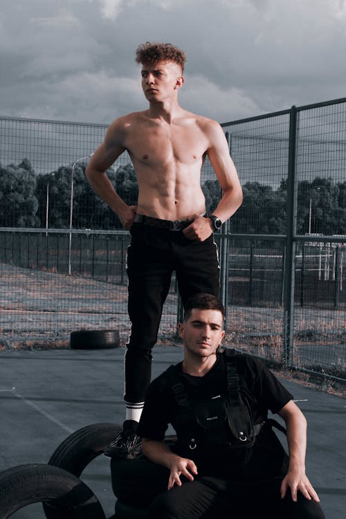 Men Posing on Court on Stadium