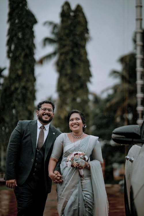 Smiling Bride and Groom