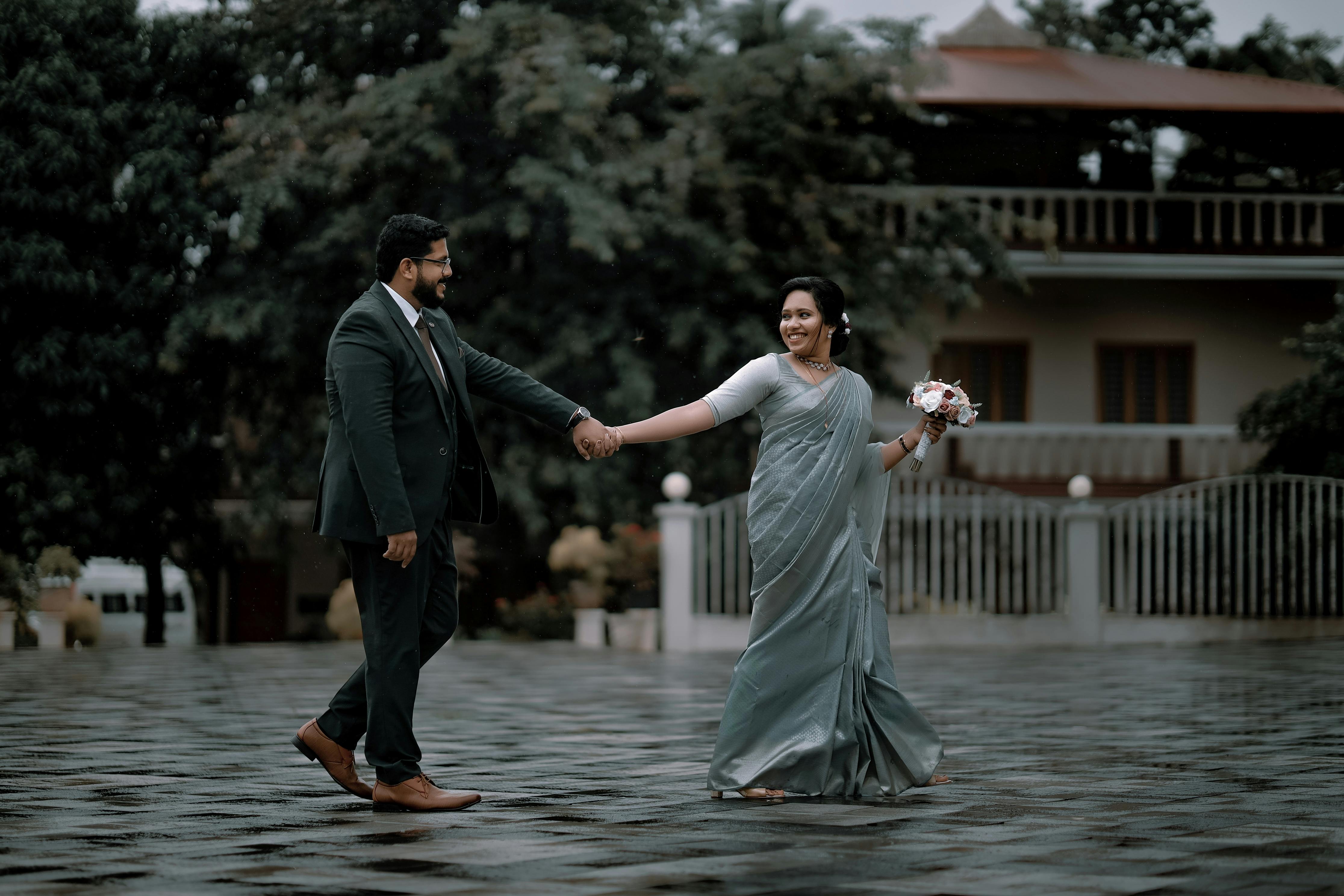Bride in Wedding Dress and Leather Jacket · Free Stock Photo