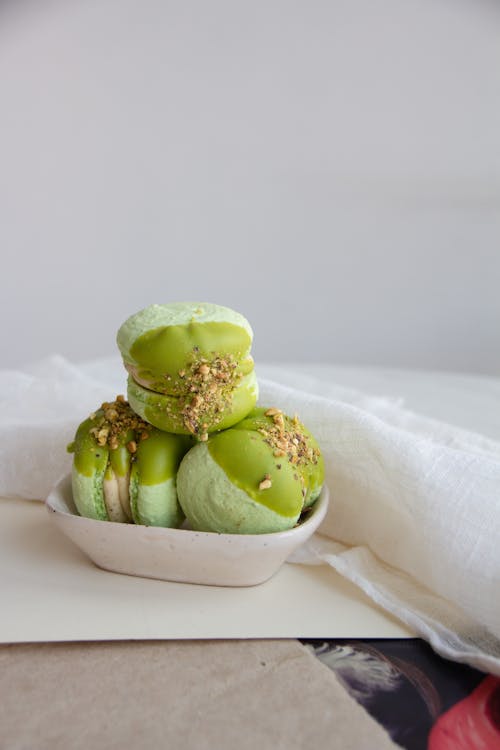 Bowl with Green Macarons