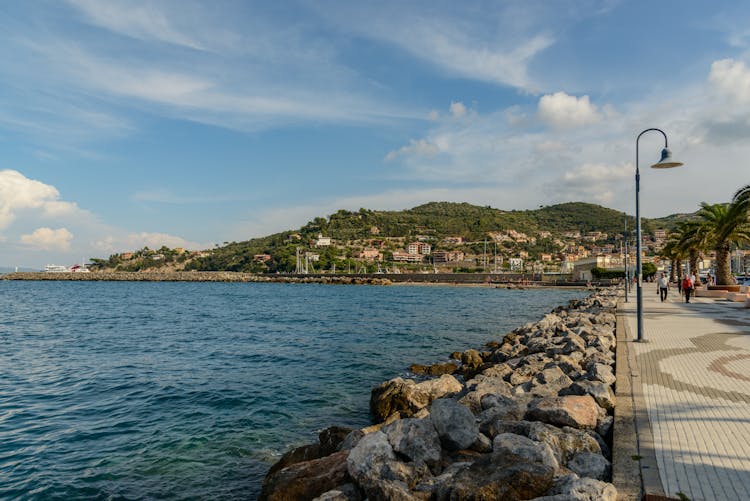 Boardwalk Near Sea In Coastal City