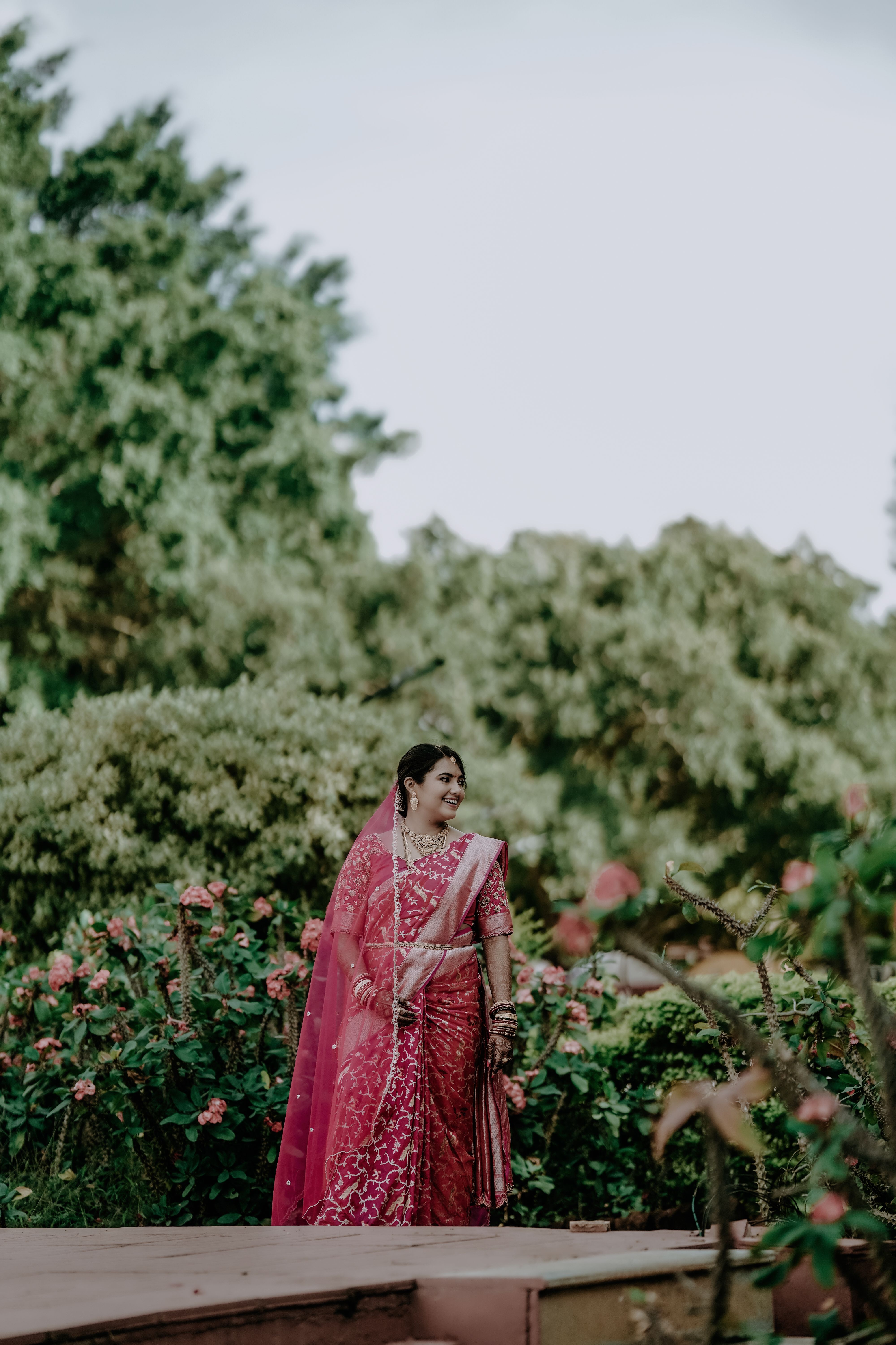 Bride in a Traditional Pink Wedding Dress · Free Stock Photo