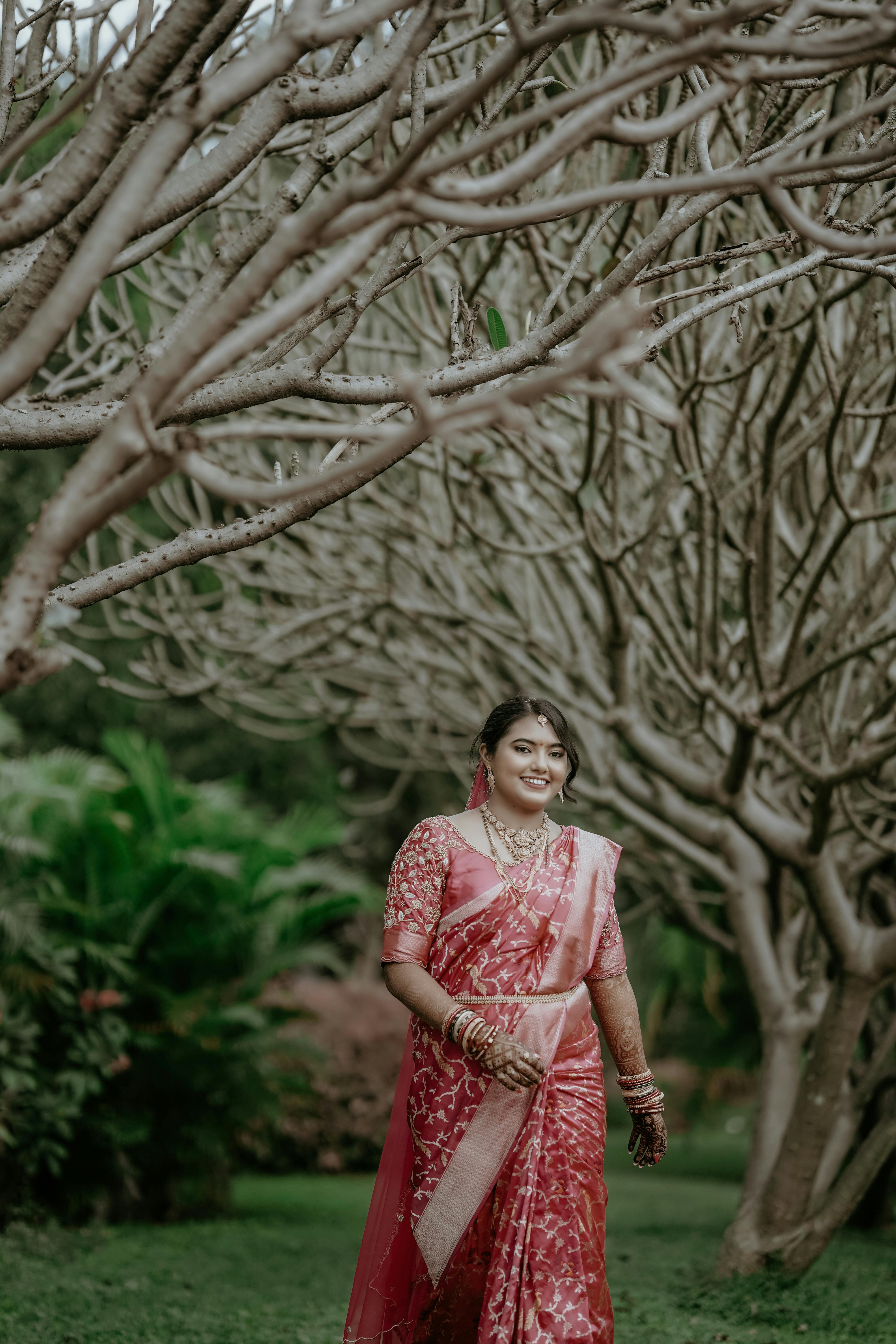 Bridal Saree for Reception in Hot Pink Colour