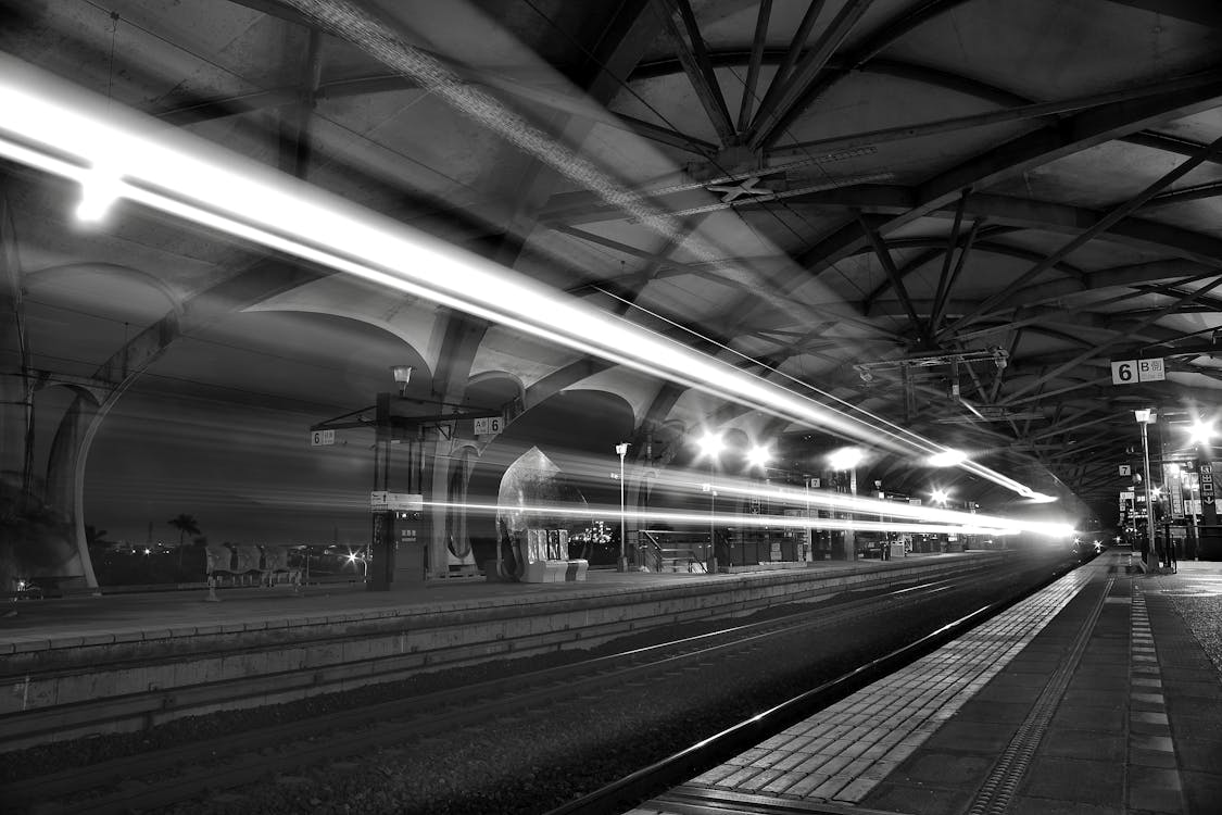 Kostnadsfria Kostnadsfri bild av järnväg, lätta strimmor, ljus Stock foto
