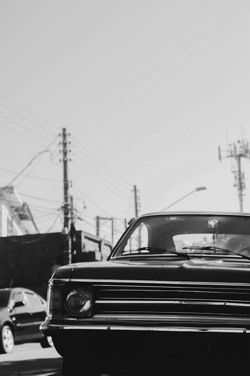 Black and White Photo of a Vintage Chevrolet Opala