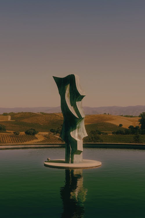 Modern Statue and Water